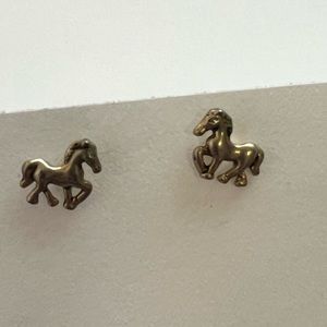 Gold Horse Pony Earring Studs